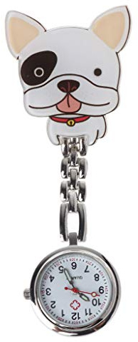 GMBYLBY Nouvelle infirmière Montre Quartz Mignon Chiot Dessin animé Pince à Suspendre médical Femmes Dame Montres P Montres de Poche pour Hommes