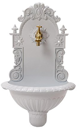 aubaho Fontana a Muro per Giardino in Alluminio Stile Antico - Bianco