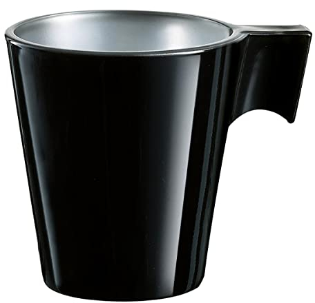 Arcoroc - Juego de 6 Tazas de Cappuccino (Cristal, 8 cl), Color Negro