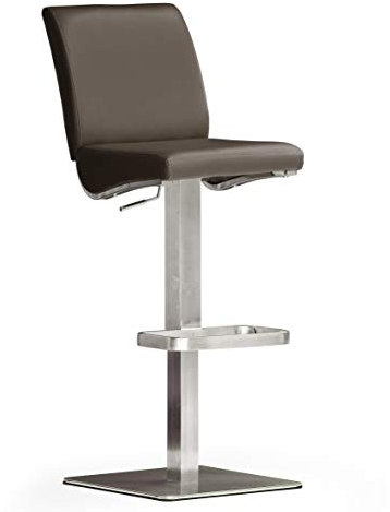 Robas Lund Barhocker Braun mit Lehne Barstuhl drehbar 180 Grad, Hocker höhenverstellbar, PU DI.AZ