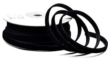 Creativery Samtband 6mm x 10m Rolle - Farbauswahl in 3/6/10/16/22/25/50mm - farbecht & waschbar - Schleifenband für Hochzeit - Geschenkband zum Verpacken Dekorieren Basteln - Schwarz 030
