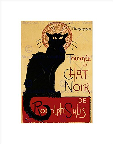 The Art Stop BLACK CAT CHAT NOIR RODOLPHE SALIS PARIS FRANCE VINTAGE FRAMED PRINT B12X2895