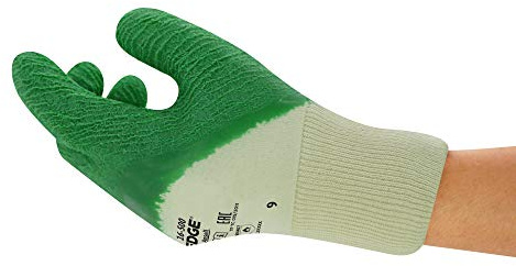 Gladiator Ansell EDGE 16-500 Arbeitshandschuhe, Mechanikschutz, Schnittschutz, Industrie und Mechaniker Handschuhe, Montagehandschuh, Damen Herren, Waschbar, Grün, Größe XL (12 Paar)