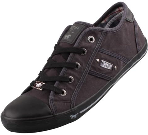 MUSTANG Damen Canvas Sneaker Schwarz/Dunkelgrau, Schuhgröße:EUR 37