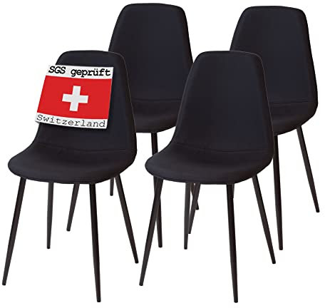 Albatros Retro Esszimmerstühle BARI, 4-er Set, schwarz, SGS geprüft