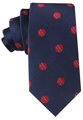 AUSCUFFLINKS Cricket Ties | Cricket World Cup | Cricket Ball Neckties for Men | Cricket Fan Ties for Him | Birthday Gift for Guys (Cricket)