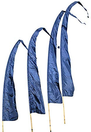 Asiastyle Balifahne | Farbe: Marineblau | 3 Meter lang | ohne Stange | aus echtem Satin | Originale Umbul Fahne