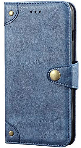 Dingshengk Retro Flip Blau Echt Leder Tasche Hülle Für TP-LINK neffos X1 Max 5.5 Lederhülle Handyhülle Schutz Handytasche Handy Etui Brieftasche Cover Case Abdeckung