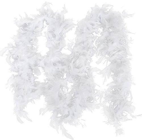 BesDirect Federband, 2M Weihnachtsbaum-Weißfeder-Boa-Streifen, Flauschiger Girlanden-Boa-Bandstreifen für Weihnachtsbaum-Party-Dekor