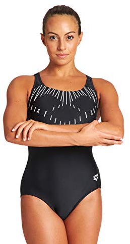 ARENA Trick Damen One-Piece Badeanzug, Maxfit Material, Chlor- und Salzbeständiger Badeanzug mit UV-Schutz 50+, Vollständig Gefütterter Badeanzug