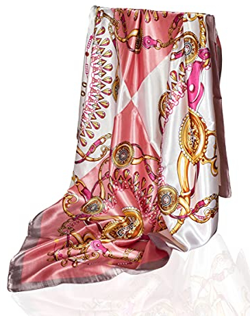 GLORIS Seidenschal Roses Quadrat 90x90cm Damen Elegante Seidentuch Haare Seidentuch Halstuch Satintuch Halstuch Bandana Tuch Kopftücher Damen Ansatz Scarf