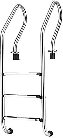 HHXD Poolleiter Mit Rutschfesten Stufen,Schwimmbadleiter Edelstahl Für Hallenbad im Freien,Tragegewicht 150kg / 银色 / W50mm*H1550mm
