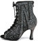 HROYL Stivali da Ballo Latino Americano Donna con Punta Aperta con Tacco Alto Stivaletti da Sala Nozze Festa Scarpe,YCL485-Nero-7.5,EU 37.5