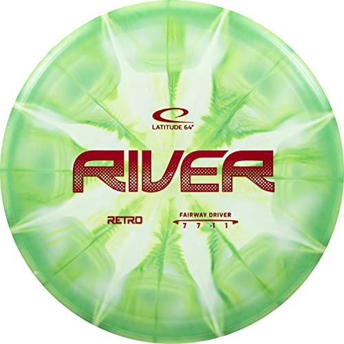 Latitude 64 Retro Burst River | Disc Golf Fairway Driver | Leicht zu werfender Disc-Golf-Treiber für Anfänger | Gerades Fliegen | 170 g + Frisbee-Disc | Einzigartige Burst-Muster | Farbe variiert,