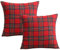 Weihnachten Kissenhüllen Kariert 2 er, Qelus Kissenbezug Plaid Schottischen, Weihnachtskissenbezug Dekorative 45x45cm Baumwolle Polyester, für Sofa Schlafzimmer Wohnzimmer Auto (Rot Große Kariert)