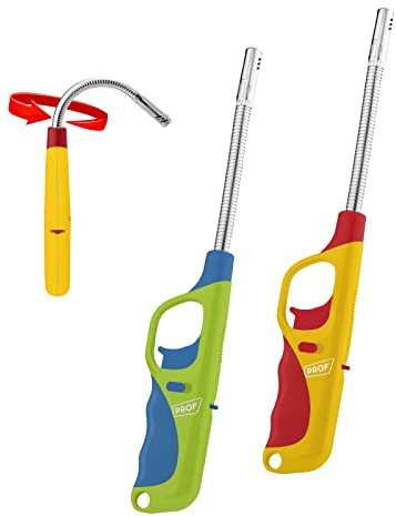 2 Encendedores de Cocina con Gas Precargado, Cuello Flexible Extendido, para Velas, Estufas de Gas, Camping Barbacoa