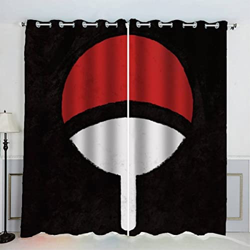 Vorhänge mit Ösen 2er Set Blickdichte Vorhänge Anime Japanische Runen Gardinen Uv Schutz Vorhänge Wohnzimmer Modern Gardinen mit Schlaufen 183 x 214 cm BxH