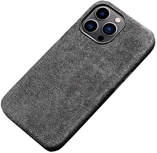 GHFHSG Case Made of Alcantara Material for Apple iPhone 13 Pro Max (2021) 6.7 Inch, Luxurious Fully Wrapped Back Phone Cover [Screen & Camera Protection] (Color : Gray)