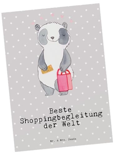 Mr. & Mrs. Panda Postkarte Panda Shoppingbegleitung - Geschenk, Shopping-Queen, Queen, Geburtstagskarte, Geburtstag, Mitbringsel, Partner,