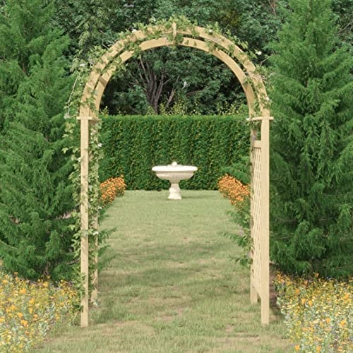 Festnight Rosenbogen mit Rankgitter Gartenlauben Rosenbogen aus Holz Pflanzkübel Blumenkasten Gartenbogen Gartenpergola 141x97x243 cm Massivholz Kiefer