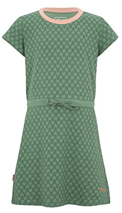 Trollkids Mädchen Kleid Noresund, Blattgrün/Koralle, Größe 158