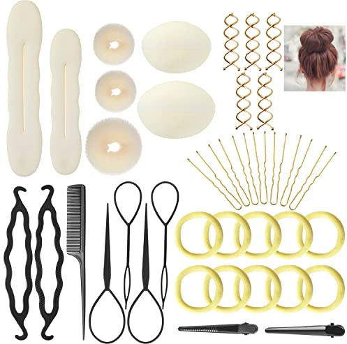 Lictin 70PCS Hair Styling Set, Hair Bun Maker, DIY Hair Design Tools | DIY Hair Accessories, Hair Modelling Tool Kit, Magic Simple Fast Spiral Hair Braid, Hair accessories for girls
