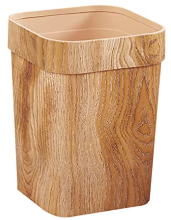 STOBAZA Cubo de basura de madera cuadrado de plástico contenedor de basura cubo de basura cubo de basura para baño cocina hogar oficina