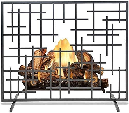 CAZARU Funkenschutz-Feuer-Funkenschutzgitter im europäischen Stil, einteiliges Netz-Kamingitter, robuster Feuer-Funkenschutz aus Schmiedeeisen mit Antik-Kupfer-Finish im Used-Look