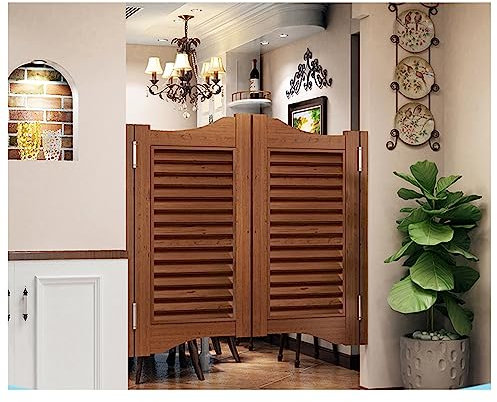 Puerta Abatible de Madera Maciza para Interiores,Puertas Batientes de Café Retro,Puerta Vaiven de Cierre Automático,Barra Cocina Pasillo Entrada Valla,Personalizable ( Color : A , Size : W90xH80cm(35.