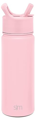 Simple Modern Gourde Enfant Isotherme avec Paille | Gourde Sport Adulte en Acier Inoxydable | Summit | 530ml | Blush