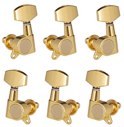 Sunydog 6pcs Sealed Guitar String Pegs Locking Tuners 3L3R Tuning Pegs String Tuners Electric Acoustic Guitar Tuner Machine Heads Knobs 3 Left 3 Right(Gold)