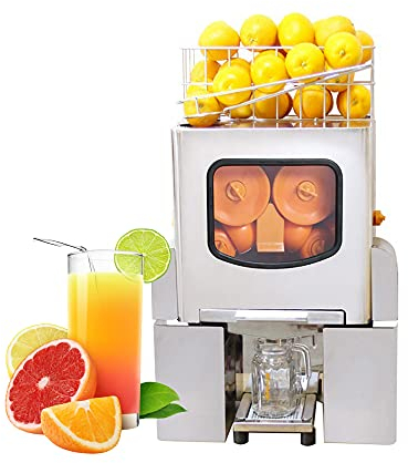 Macchina automatica per arancia, estrattore di frutta professionale, estrattore lento commerciale da 120 W, pressa elettrica per arancia in acciaio inossidabile per agrumi, 20 pezzi/min, resa in