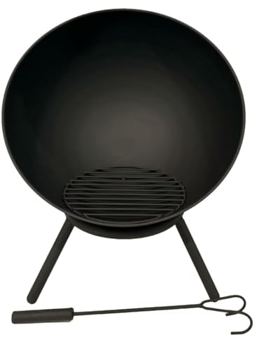 Jet-Line® | Feuerschale NAVARO | Outdoor Living| Feuerstelle Garten | Terrasse | 60 cm geneigt oder Horizontal | Funken Windgeschützt | schwarz | Feuerkorb | Outdoor | Feuertonne