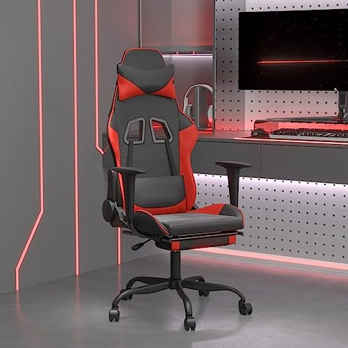 ShGaxin Chaise de gaming avec repose-pieds en similicuir noir rouge, chaise de bureau, chaise de bureau, chaise d'ordinateur, chaise d'étude, chaise de bureau - 3143654