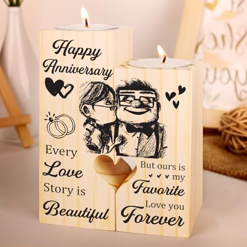 Happy Anniversary Wedding Gifts for Wife or Husband, Couples Gift Candlestick, Wedding Anniversary Presents for Parents, Her, Him, Girlfriend, Boyfriend, Mum and Dad