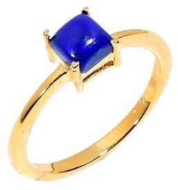 Quadratischer Verlobungsring 925 Sterling Silber, Ring für Frauen Männer Natürlicher Lapislazuli Ring 5mm Naturstein Versprechensring R-116-24-P