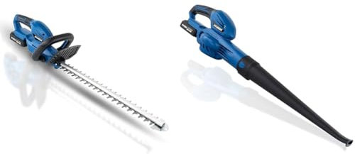 Hyundai 20v Li-ion Cordless Hedge Trimmer/Hedge Cutter With Battery & Charger 510mm / 20” Cutting Bl & 20v Li-ion Cordless Leaf Blower Battery Powered Garden Blower, Lightweight, 20 Volt 141