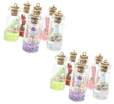 PLAFOPE 12pcs Mini Resin Drift Bottle Pendants Mixed Colors Diy Jewelry Keychain Charms for Crafting Accessories Decoration