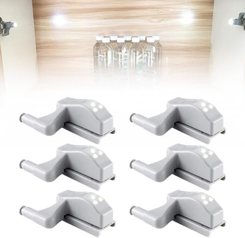RZXBB Scharnier LED-Licht, LED-Sensorlicht für Innenscharniere,Schrankbeleuchtung LED-Kleiderschrank Beleuchtung,Heimlampe,Scharnier-LED-Sensorlicht für zu Hause Küche Wohnzimmer (Warmes Licht,6PCS)