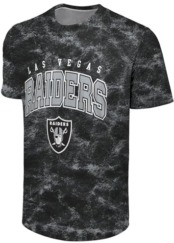 FOCO NFL Herren-T-Shirt, offizielles Lizenzprodukt, großes Logo, Wordmark, Camouflage, Game-Day, Team-Farbe, Rundhalsausschnitt, Las Vegas Raiders – Schwarz, S