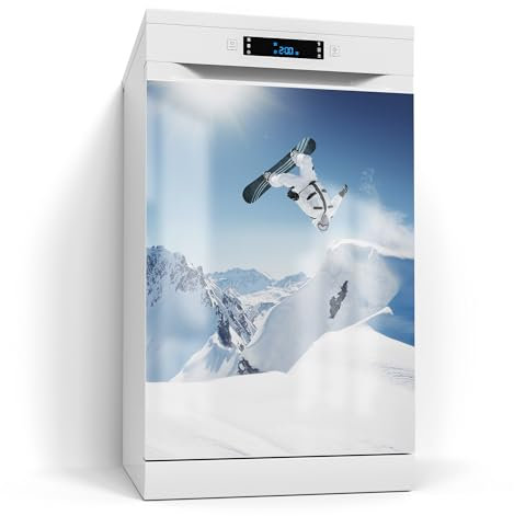 DEQORI Lámina magnética para lavavajillas 60 x 80 cm, diseño de adrenalina en la nieve, alfombrilla magnética decorativa para lavavajillas, lámina decorativa autoadhesiva, magnética y se puede