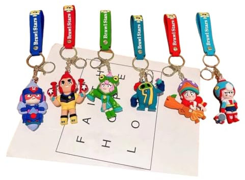 Xingbiyou 6 Stück Brawl Stars Schlüsselanhänger Set, Auto Schlüsselanhänger Tasche Anhänger (C)