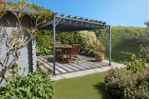 Cazeboo Pergola bioclimatique Bahia 4x3m Toile Gris Anthracite