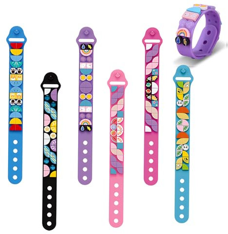 6 Stück Dot Armbänder, Kinder Bauklötze Armbänder, Kreative Bausteine Armbänder DIY Making Kits für Kinder, Dot Konstruktion Spielzeug Kits, Personalisierte Freundschaftsarmbänder für Jungen und Mädch