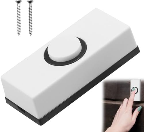 1 Pcs Doorbell Button Wired Door Bell Push Switch Wall Mounted Weatherproof Plastic Button with 2Pcs Screws Wired Doorbell Button fits Most Doorbell Chime White Stainless Steel and Plastic