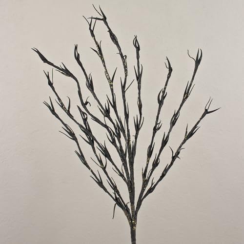 artplants.de Künstlicher Schaumstoff Korallenzweig NAJIM, schwarz, 115cm | mit Glitzer - Kunststoff Zweig