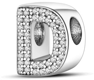 TINSLO Charm Anhänger Damen Buchstabe D für Armband 925 Sterling Silber Charms Beads passend für Pandora Armband und Halskette, Kompatibel mit Europäischen Armbänder für Frauen Mädchen