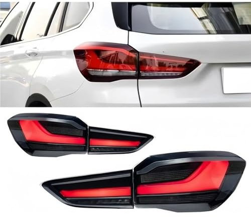 SCMDNOZ Auto Rückleuchten für BMW X1 F48 2016 2017 2018 2019, Links Rechts Bremslichter Heckleuchten Rücklicht-Komplettsets Ersatz Zubehör,Blackened