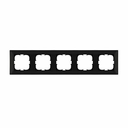 EXEN - Serie ODAK Rahmen 5-fach für Lichtschalter und Steckdose - Panel für Wandlichtschalter und Steckdosen - Schwarz Metallic - 368mm - O105/14E
