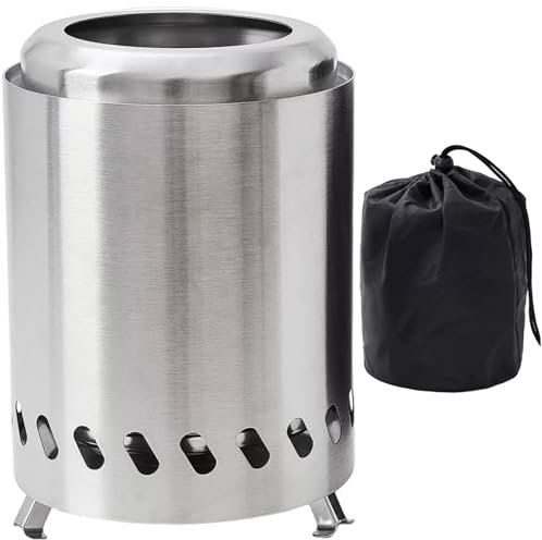 Foyer de Table, Mini Foyer Portable sans fumée en Acier Inoxydable avec Sac de Rangement pour Camping, arrière-Cour, Patio, Jardin, Pique-Nique, brûleur à Papier, sans fumée, Mini
